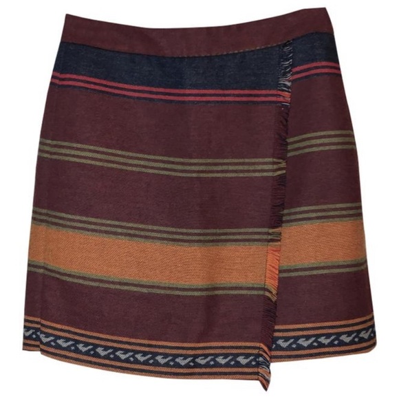LOFT Southwestern Blanket Faux Wrap Stripe Skirt - Picture 2 of 5